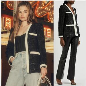 VERONICA BEARD Kemsley Black Pearl Trimmed Jacket Blazer Size 4